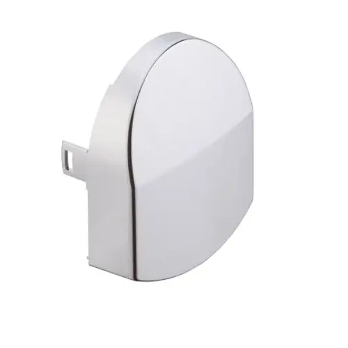 Edelstahl-Abdeckung mit runder Form, die an der Wand montiert wird. Produkt von Hansgrohe, geeignet für verschiedene Anwendungen in Badezimmern.